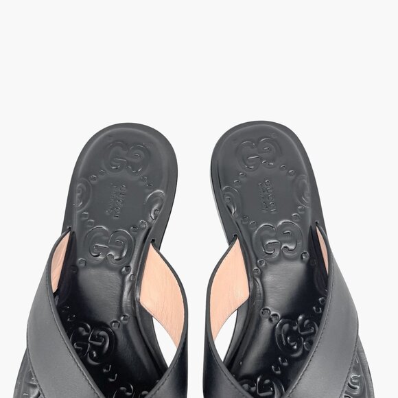 Gucci GG Black Interlocking Logo Flat Thong Sandal Flip Flop Size 37 US 7 Women - Picture 6 of 15